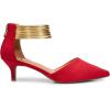 imageTrary Kitten Heels for Women Closed Pointed Toe Low Stiletto Heels Pumps Shoes Women Comfortable Ankle Strap Pumps 2quot Heel Party Dressy ShoesRed