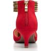 imageTrary Kitten Heels for Women Closed Pointed Toe Low Stiletto Heels Pumps Shoes Women Comfortable Ankle Strap Pumps 2quot Heel Party Dressy ShoesRed