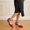 imageTrary Kitten Heels for Women Closed Pointed Toe Low Stiletto Heels Pumps Shoes Women Comfortable Ankle Strap Pumps 2quot Heel Party Dressy ShoesRed