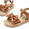 imageTrary Toddler Sandals for Baby Girls Boys Summer Sandals Cute Kids Shoes Lightweight Open Toe Sandals Beach Holiday Unisex Child SandalsBrown Bow