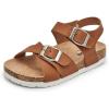 imageTrary Girls Sandals Open Toe Casual Summer Shoes with Cork Footbed Comfortable Flat Sandals for Little KidsBrown
