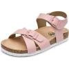 imageTrary Girls Sandals Open Toe Casual Summer Shoes with Cork Footbed Comfortable Flat Sandals for Little KidsPink