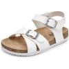 imageTrary Girls Sandals Open Toe Casual Summer Shoes with Cork Footbed Comfortable Flat Sandals for Little KidsWhite
