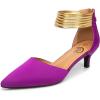 imageTrary Kitten Heels for Women Closed Pointed Toe Low Stiletto Heels Pumps Shoes Women Comfortable Ankle Strap Pumps 2quot Heel Party Dressy ShoesPurple Satin