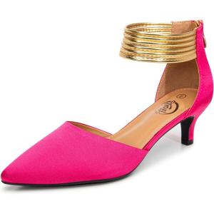 imageTrary Kitten Heels for Women Closed Pointed Toe Low Stiletto Heels Pumps Shoes Women Comfortable Ankle Strap Pumps 2quot Heel Party Dressy ShoesRose Satin