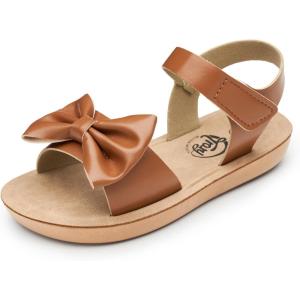 imageTrary Toddler Sandals for Baby Girls Boys Summer Sandals Cute Kids Shoes Lightweight Open Toe Sandals Beach Holiday Unisex Child SandalsBrown Bow