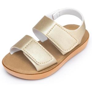 imageTrary Toddler Sandals for Baby Girls Boys Summer Sandals Cute Kids Shoes Lightweight Open Toe Sandals Beach Holiday Unisex Child SandalsShiny Gold
