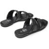 imageTrary Sandals WomenLeather Slides Women Comfortable Memory Foam Sandals for Women FootwearFashion Flat Summer Sandals for Women 2025Bblack