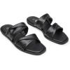 imageTrary Sandals WomenLeather Slides Women Comfortable Memory Foam Sandals for Women FootwearFashion Flat Summer Sandals for Women 2025Bblack