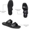 imageTrary Sandals WomenLeather Slides Women Comfortable Memory Foam Sandals for Women FootwearFashion Flat Summer Sandals for Women 2025Bblack