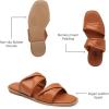 imageTrary Sandals WomenLeather Slides Women Comfortable Memory Foam Sandals for Women FootwearFashion Flat Summer Sandals for Women 2025Bbrown