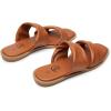 imageTrary Sandals WomenLeather Slides Women Comfortable Memory Foam Sandals for Women FootwearFashion Flat Summer Sandals for Women 2025Bbrown