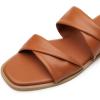 imageTrary Sandals WomenLeather Slides Women Comfortable Memory Foam Sandals for Women FootwearFashion Flat Summer Sandals for Women 2025Bbrown