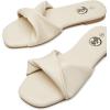 imageTrary Sandals WomenLeather Slides Women Comfortable Memory Foam Sandals for Women FootwearFashion Flat Summer Sandals for Women 2025Beige
