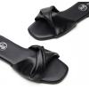 imageTrary Sandals WomenLeather Slides Women Comfortable Memory Foam Sandals for Women FootwearFashion Flat Summer Sandals for Women 2025Black
