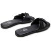 imageTrary Sandals WomenLeather Slides Women Comfortable Memory Foam Sandals for Women FootwearFashion Flat Summer Sandals for Women 2025Black