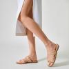 imageTrary Sandals WomenLeather Slides Women Comfortable Memory Foam Sandals for Women FootwearFashion Flat Summer Sandals for Women 2025Bnude