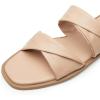 imageTrary Sandals WomenLeather Slides Women Comfortable Memory Foam Sandals for Women FootwearFashion Flat Summer Sandals for Women 2025Bnude