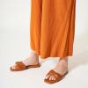 imageTrary Sandals WomenLeather Slides Women Comfortable Memory Foam Sandals for Women FootwearFashion Flat Summer Sandals for Women 2025Brown