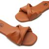 imageTrary Sandals WomenLeather Slides Women Comfortable Memory Foam Sandals for Women FootwearFashion Flat Summer Sandals for Women 2025Brown