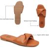imageTrary Sandals WomenLeather Slides Women Comfortable Memory Foam Sandals for Women FootwearFashion Flat Summer Sandals for Women 2025Brown