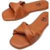 imageTrary Sandals WomenLeather Slides Women Comfortable Memory Foam Sandals for Women FootwearFashion Flat Summer Sandals for Women 2025Brown