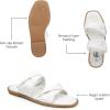 imageTrary Sandals WomenLeather Slides Women Comfortable Memory Foam Sandals for Women FootwearFashion Flat Summer Sandals for Women 2025Bwhite