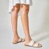imageTrary Sandals WomenLeather Slides Women Comfortable Memory Foam Sandals for Women FootwearFashion Flat Summer Sandals for Women 2025Bwhite