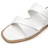imageTrary Sandals WomenLeather Slides Women Comfortable Memory Foam Sandals for Women FootwearFashion Flat Summer Sandals for Women 2025Bwhite