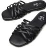 imageTrary Sandals WomenLeather Slides Women Comfortable Memory Foam Sandals for Women FootwearFashion Flat Summer Sandals for Women 2025Cblack