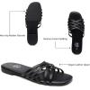 imageTrary Sandals WomenLeather Slides Women Comfortable Memory Foam Sandals for Women FootwearFashion Flat Summer Sandals for Women 2025Cblack