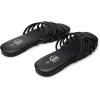 imageTrary Sandals WomenLeather Slides Women Comfortable Memory Foam Sandals for Women FootwearFashion Flat Summer Sandals for Women 2025Cblack