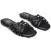 imageTrary Sandals WomenLeather Slides Women Comfortable Memory Foam Sandals for Women FootwearFashion Flat Summer Sandals for Women 2025Cblack