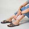 imageTrary Sandals WomenLeather Slides Women Comfortable Memory Foam Sandals for Women FootwearFashion Flat Summer Sandals for Women 2025Cblack