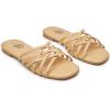 imageTrary Sandals WomenLeather Slides Women Comfortable Memory Foam Sandals for Women FootwearFashion Flat Summer Sandals for Women 2025Cnude