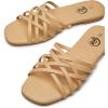 imageTrary Sandals WomenLeather Slides Women Comfortable Memory Foam Sandals for Women FootwearFashion Flat Summer Sandals for Women 2025Cnude