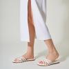 imageTrary Sandals WomenLeather Slides Women Comfortable Memory Foam Sandals for Women FootwearFashion Flat Summer Sandals for Women 2025Cwhite