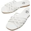 imageTrary Sandals WomenLeather Slides Women Comfortable Memory Foam Sandals for Women FootwearFashion Flat Summer Sandals for Women 2025Cwhite