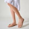 imageTrary Sandals WomenLeather Slides Women Comfortable Memory Foam Sandals for Women FootwearFashion Flat Summer Sandals for Women 2025Nude