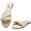imageTrary Sandals WomenLeather Slides Women Comfortable Memory Foam Sandals for Women FootwearFashion Flat Summer Sandals for Women 2025Beige