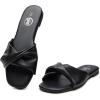 imageTrary Sandals WomenLeather Slides Women Comfortable Memory Foam Sandals for Women FootwearFashion Flat Summer Sandals for Women 2025Black
