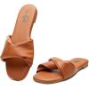 imageTrary Sandals WomenLeather Slides Women Comfortable Memory Foam Sandals for Women FootwearFashion Flat Summer Sandals for Women 2025Brown