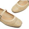 imageTrary Mary Jane Shoes Women Woven Flats for Women Dressy Ballet Flats Squared Toe Mesh Mary Jane Flats ShoesBeige Woven