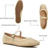 imageTrary Mary Jane Shoes Women Woven Flats for Women Dressy Ballet Flats Squared Toe Mesh Mary Jane Flats ShoesBeige Woven