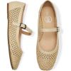 imageTrary Mary Jane Shoes Women Woven Flats for Women Dressy Ballet Flats Squared Toe Mesh Mary Jane Flats ShoesBeige Woven