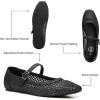 imageTrary Mary Jane Shoes Women Woven Flats for Women Dressy Ballet Flats Squared Toe Mesh Mary Jane Flats ShoesBlack Woven