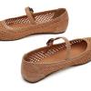 imageTrary Mary Jane Shoes Women Woven Flats for Women Dressy Ballet Flats Squared Toe Mesh Mary Jane Flats ShoesBrown Woven