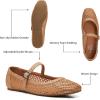 imageTrary Mary Jane Shoes Women Woven Flats for Women Dressy Ballet Flats Squared Toe Mesh Mary Jane Flats ShoesBrown Woven
