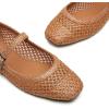 imageTrary Mary Jane Shoes Women Woven Flats for Women Dressy Ballet Flats Squared Toe Mesh Mary Jane Flats ShoesBrown Woven