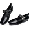 imageTrary Womens Ballet FlatsMary Jane Shoes for WomenSquare Toe Dressy Comfortable ShoesBlack